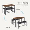 Dining Table Set, Barstool Dining Table (with 2 PU Upholstered Benches), Industrial Style Dining Table and Chairs for Kitchen, Living Room, Party Room